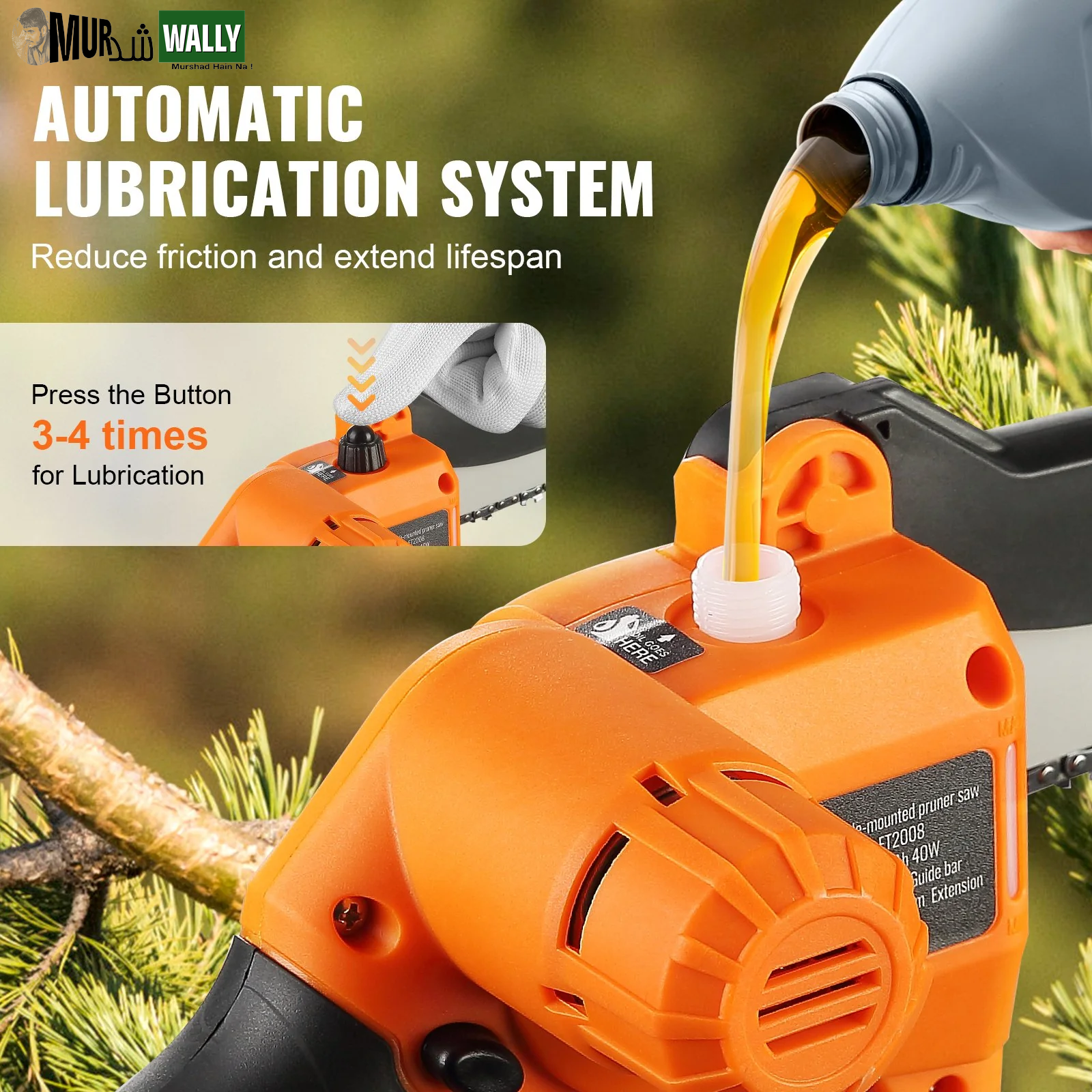 VEVOR 2-In-1 Cordless Pole Saw & Mini Chainsaw, 20V 4Ah Battery Pole Chainsaw, 5 Cutting Capacity 8 Ft Reach Pole Saw for Branch Cutting & Tree Trimming (Battery and Blade Cover Included)