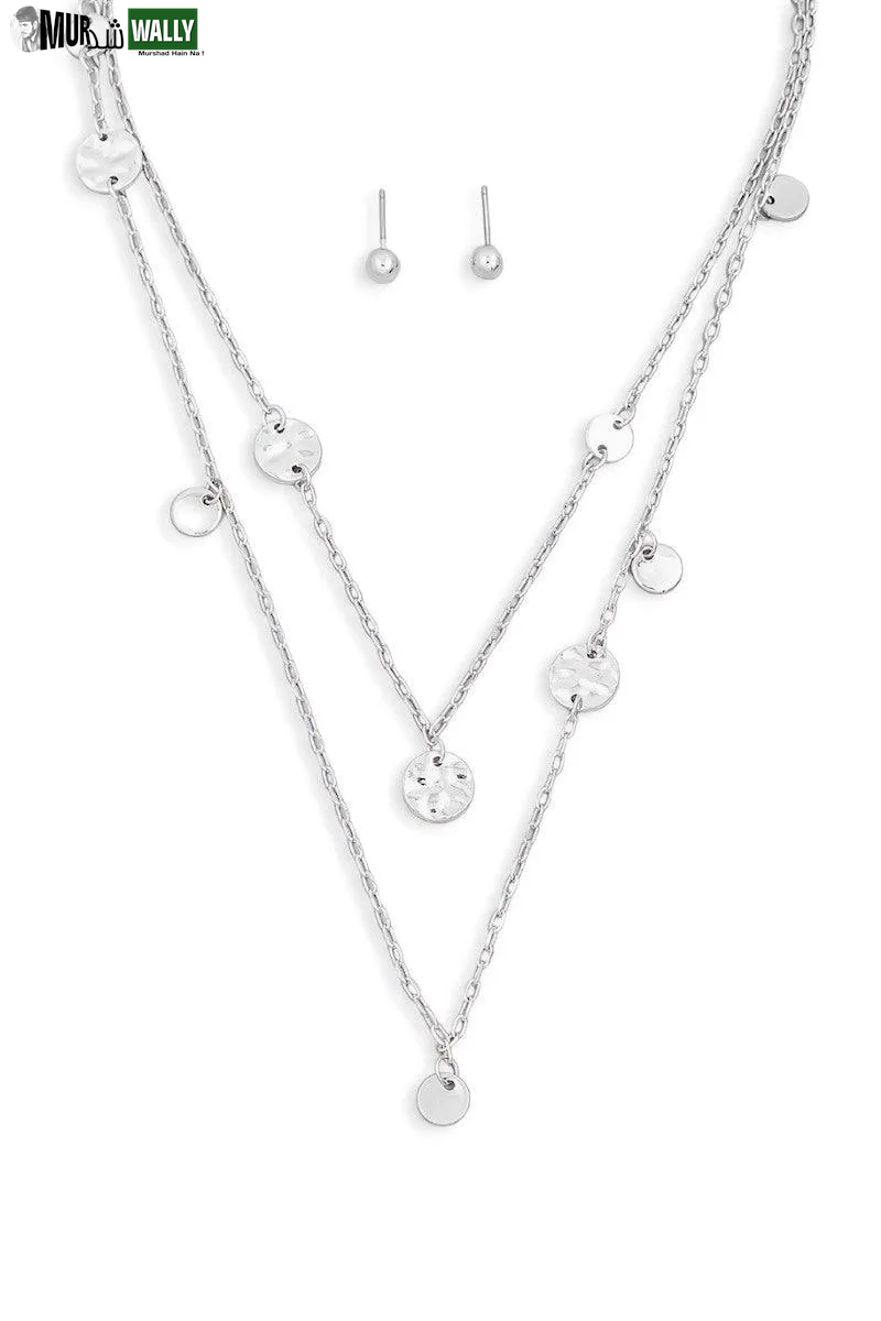 Layered Chain Coin Station Necklace Ball Jewelry Sets