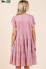 Mittoshop Lace Detail Ruffled Button down Tiered Dress