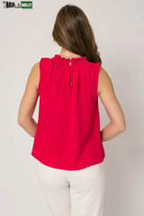 Sleeveless Smocking Neck Flowy Top