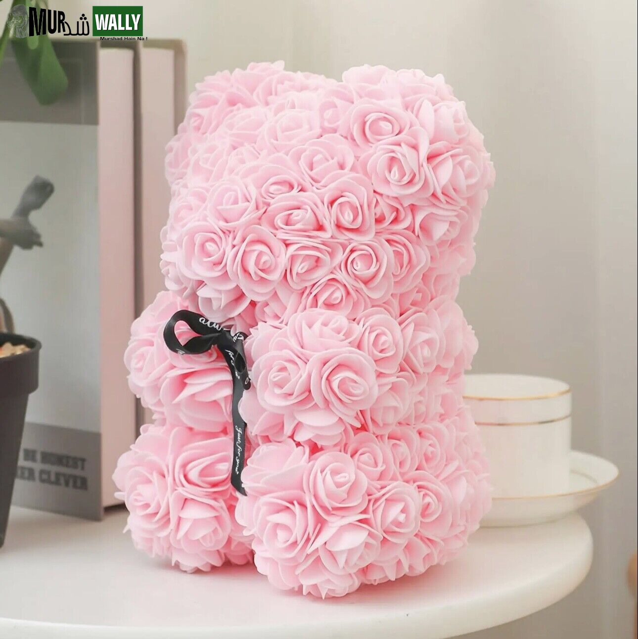 HOT Valentines Day Gift 25Cm Red Rose Teddy Bear Rose Flower Artificial Decorati