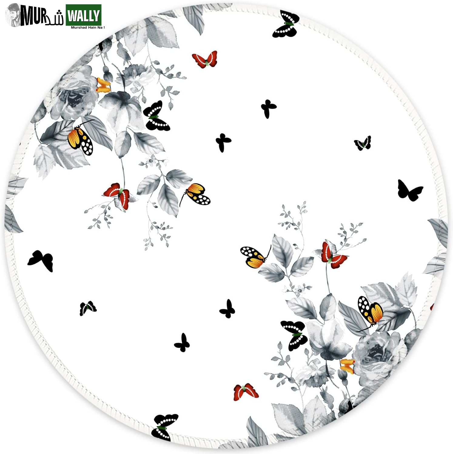 ITNRSIIET round Mouse Pad with Stitched Edge Premium-Textured Waterproof Non-Slip Rubber Base Desktop Protection Mat Diameter 8.7 Inches, Art Style Pattern