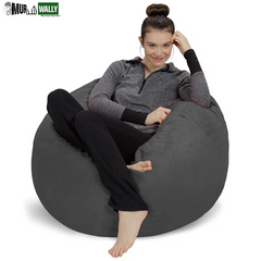 Bean Bag Chair - 3 Ft Shredded Foam Filled round Pouf Chair - Plush, Ultra Soft Memory Foam Filled Bean Bag Chair with Microsuede Cover - Stuffed Foam Filled Furniture and Accessories for Dorm Room