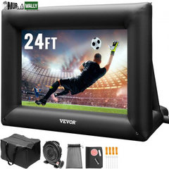 VEVOR Inflatable Movie Screen 24Ft£¨288Inch£© Inflatable Projector Screen for outside with 360W Air Blower Inflatable Screen Oxford Fabric Material Blow up Screen for Outdoor Movie Supports Front/Rear Projection