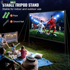 VEVOR Projector Screen with Stand, 120 Inch 16:9 4K 1080 HD Outdoor Movie Screen with Stand, Wrinkle-Free Projection Screen with Bar Feet and Carry Bag, for Home Theater Cinema Backyard Movie Night