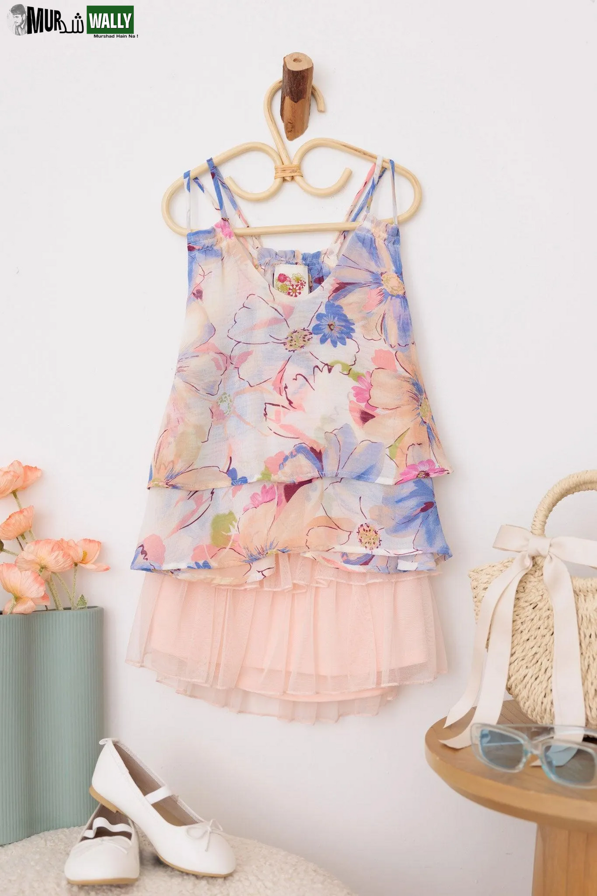 Girls Western Layered Floral Sheer Sleeveless Tops