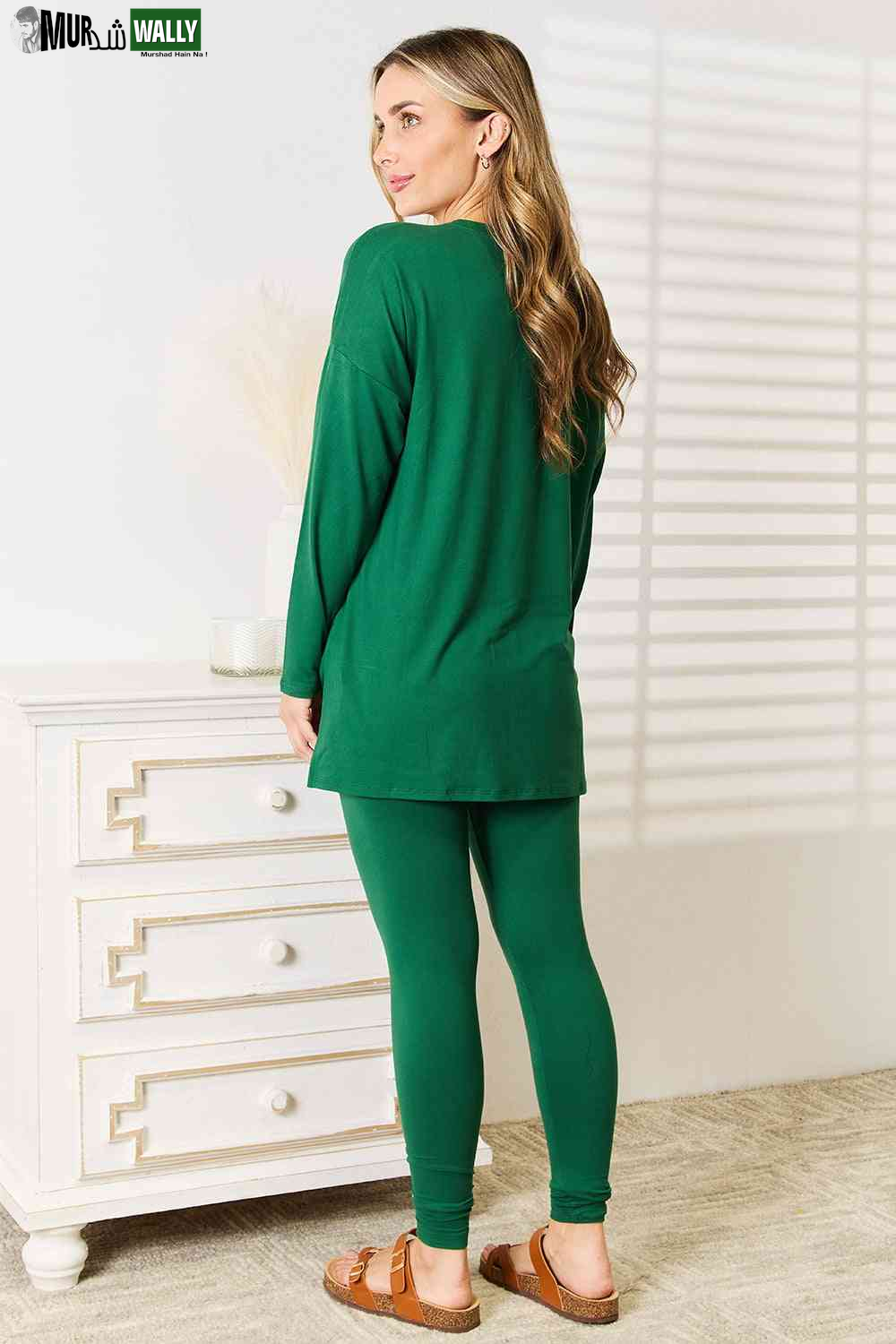 Zenana Lazy Days Full Size Long Sleeve Top and Leggings Set