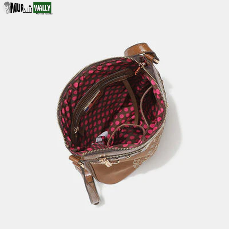 Nicole Lee USA Metallic Stitching Embroidery Inlaid Rhinestone Crossbody Bag