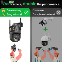 External Wifi PTZ Camera Dual Lens 4K 8MP HD Outdoor IP Camera 4MP Auto Tracking Security Protection CCTV Surveillance Icsee P2P