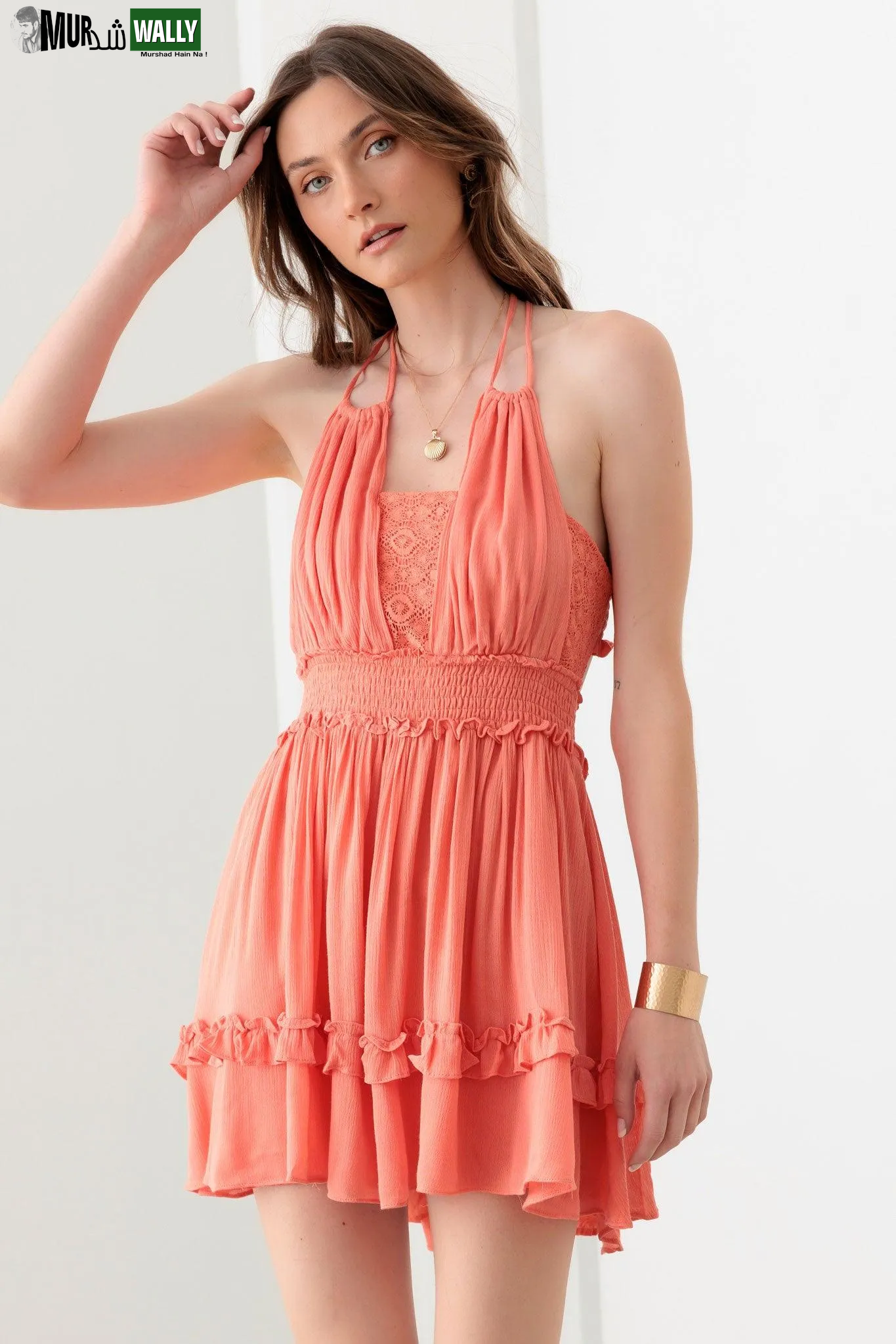 Lace Open Back Ruffle Tiered Dress