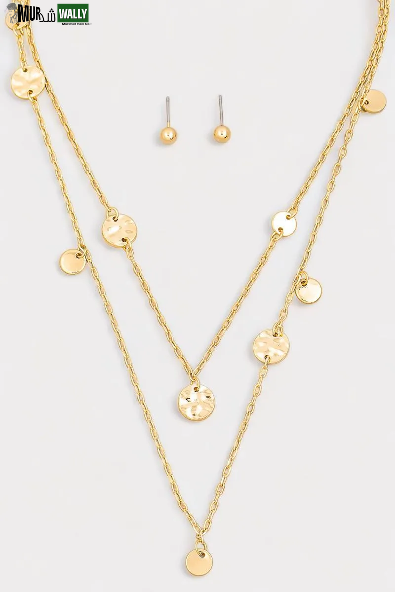 Layered Chain Coin Station Necklace Ball Jewelry Sets