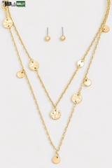 Layered Chain Coin Station Necklace Ball Jewelry Sets