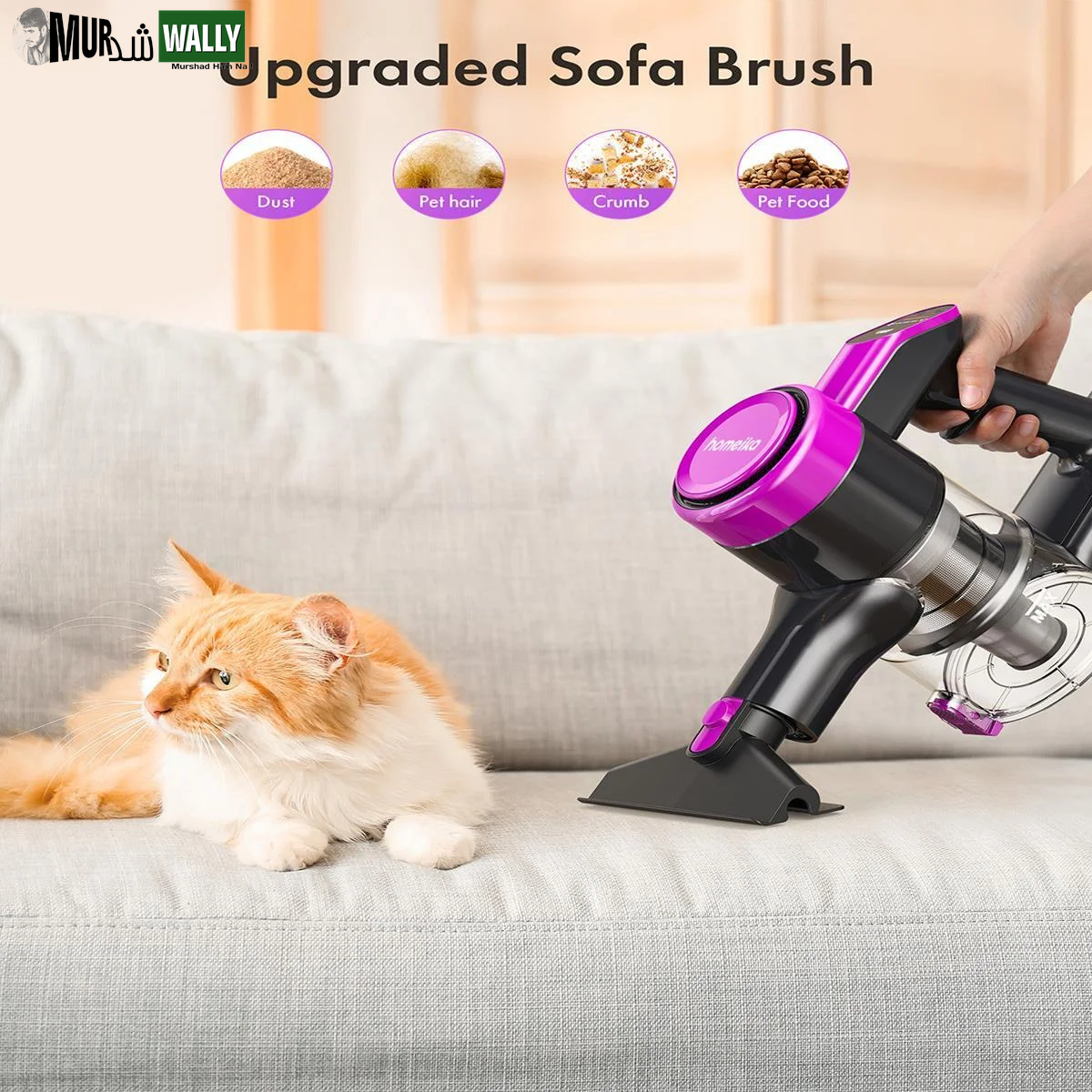 Cordless Vacuum Cleaner, 300W 23Kpa Powerful Suction Vacuum with LED Display, 3 Suction, 48Mins Runtime, Lightweight Stick Cleaner with Sofa Brush for Hard Floor/Carpet/Pet Hair/Car, Black