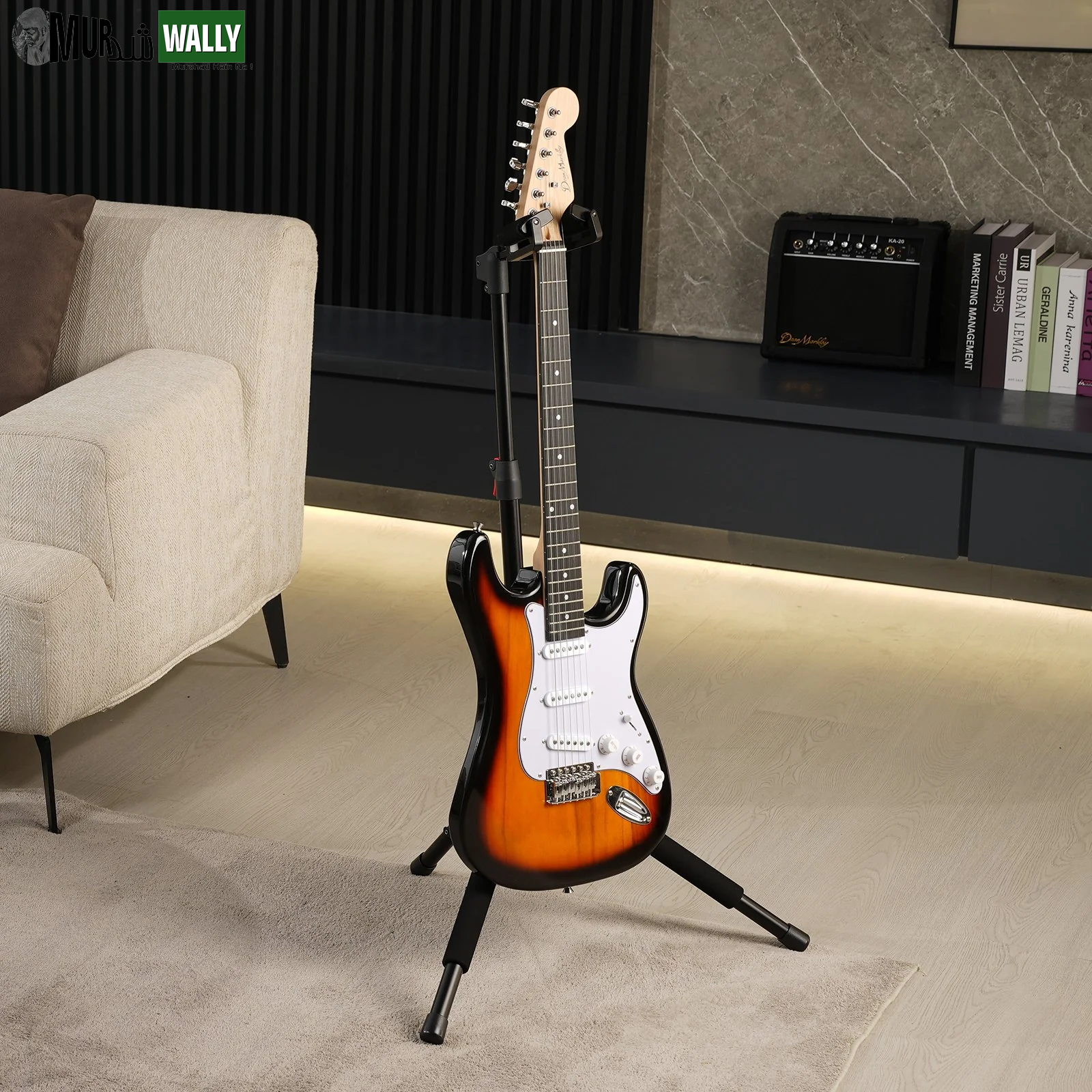 VEVOR Tripod Guitar Stand Floor-Standing Foldable 35.4-47.2 in Adjustable Height