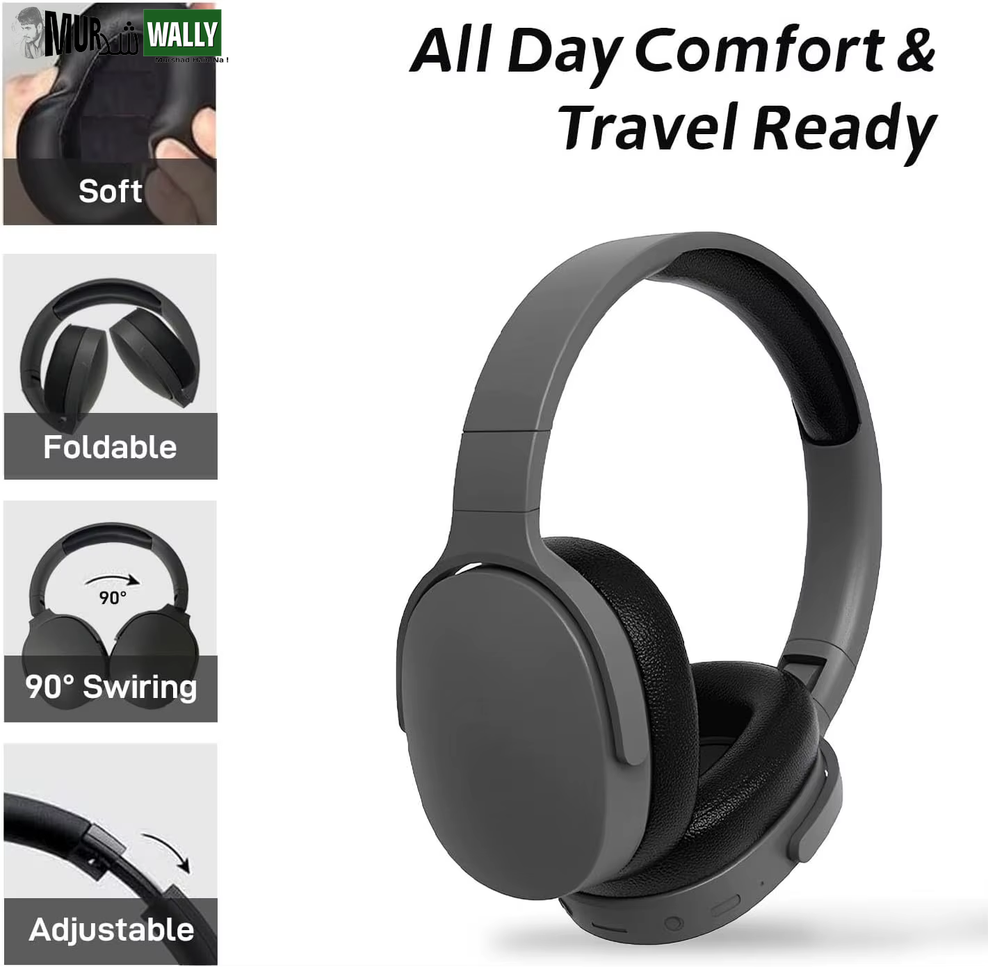 #P2961 Wireless Bluetooth 5.3 Headphones over Ear Hifi Stereo Headset True Sports with Earphones TF/AUX Music Player with HD Mic