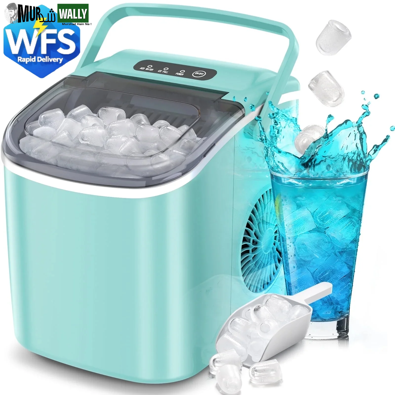 26 Lbs/24H Countertop Ice Maker Machine, 9 Bullet-Shaped Ice in 6 Min, Auto-Cleaning, White