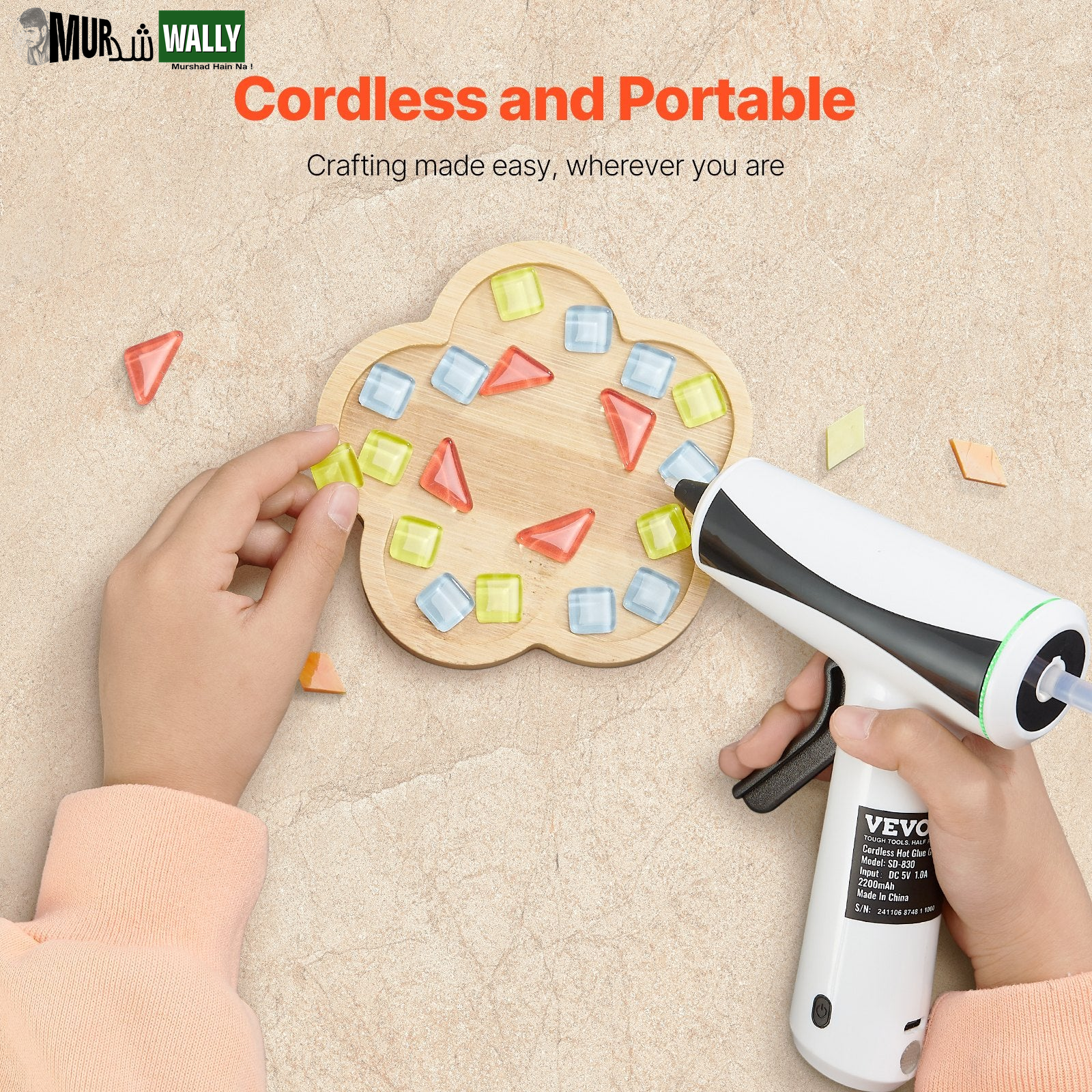Cordless Hot Glue Gun Hot Melt Glue Gun with 20Pcs Sticks Rechargeable Battery