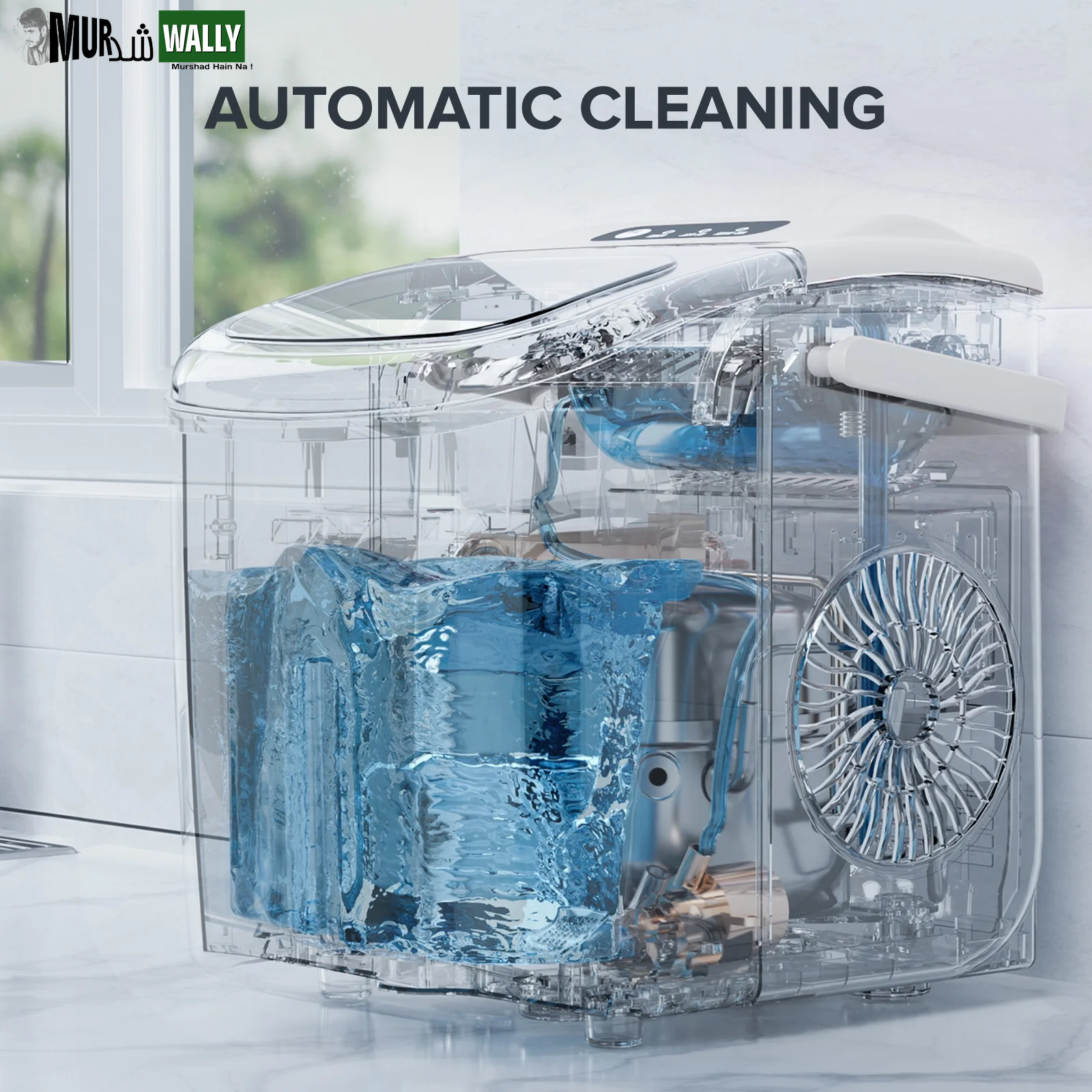 26 Lbs/24H Countertop Ice Maker Machine, 9 Bullet-Shaped Ice in 6 Min, Auto-Cleaning, White