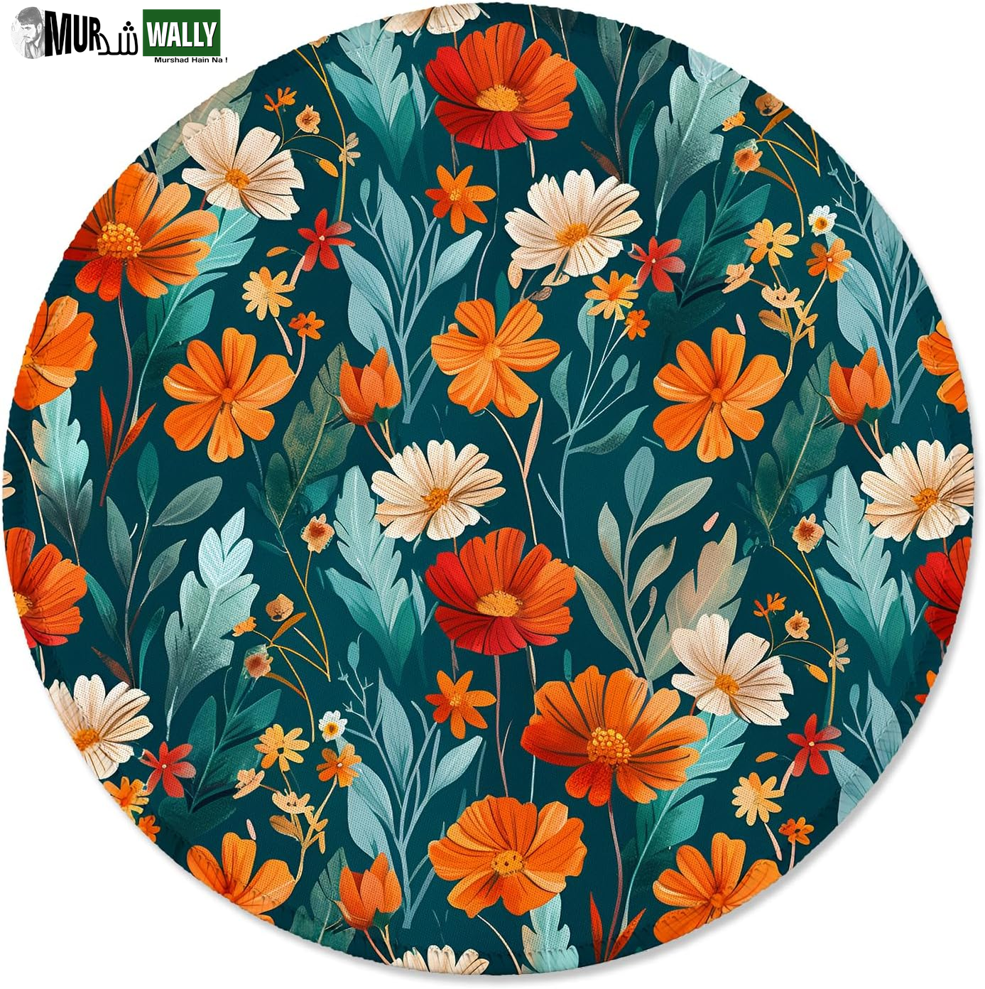 ITNRSIIET round Mouse Pad with Stitched Edge Premium-Textured Waterproof Non-Slip Rubber Base Desktop Protection Mat Diameter 8.7 Inches, Art Style Pattern
