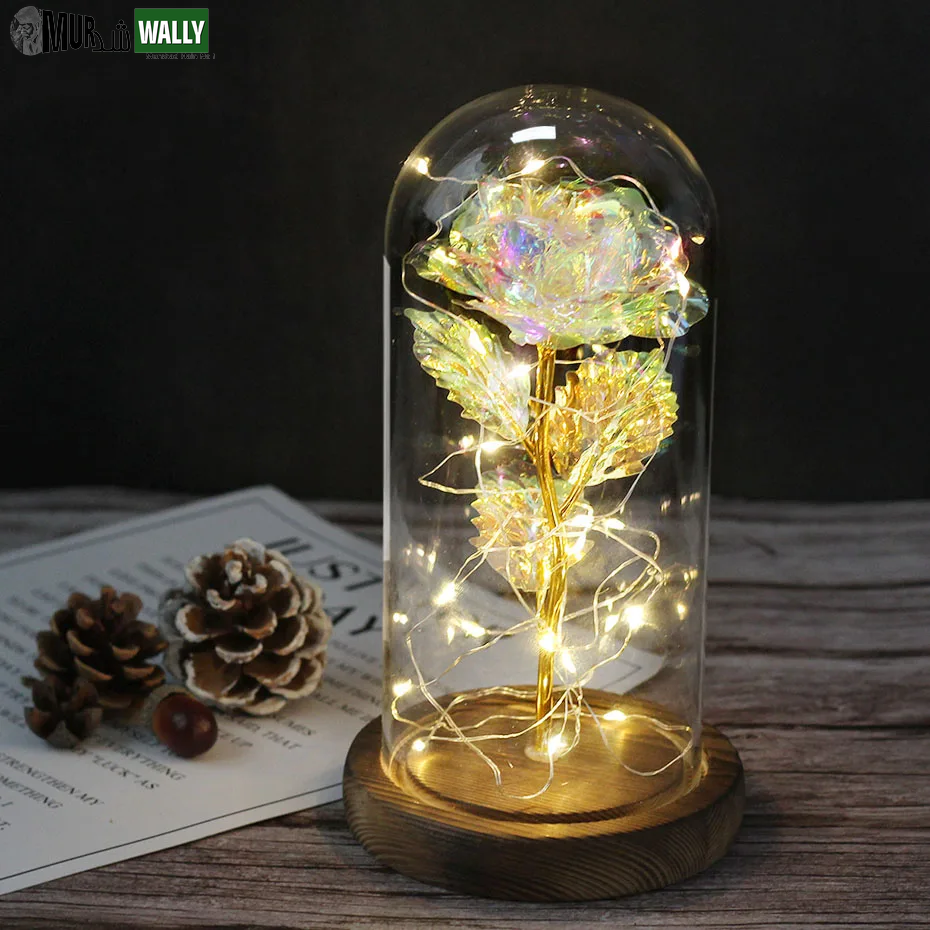 Beauty and the Beast Rose Rose in LED Glass Dome Forever Rose Red Rose Valentine'S Day Mother'S Day Special Romantic Gift