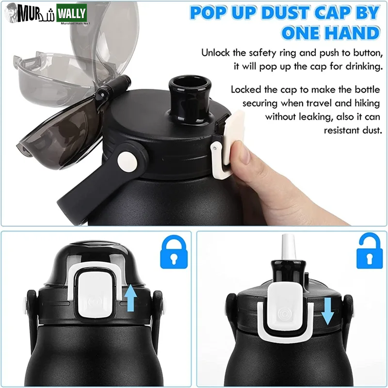 2L Tumbler Thermo Bottle Large Capacity with Straw Stainless Steel Thermal Water Bottle Cold and Hot Thermo Cup Vacuum Flask Gym