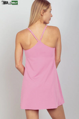 VERY J Sleeveless Active Tennis Dress with Unitard Liner