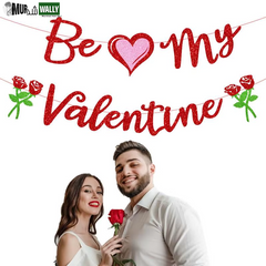 Be My Valentine Banner Glitter Heart Garland Banner Valentines Day Decor Romantic Decorations Valentines Proposal Decorations