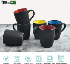Ceramic Coffee Mug, 1 Pack Large Coffee Mug, 16Oz Restaurant Coffee Mug with Handle, Black Porcelain Mug for Office and Home, Large Ceramic Coffee Cup for Coffee Tea Cocoa Juice, Yellow