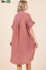 Mittoshop Mineral Wash Cotton Gauze Mini Shirt Dress
