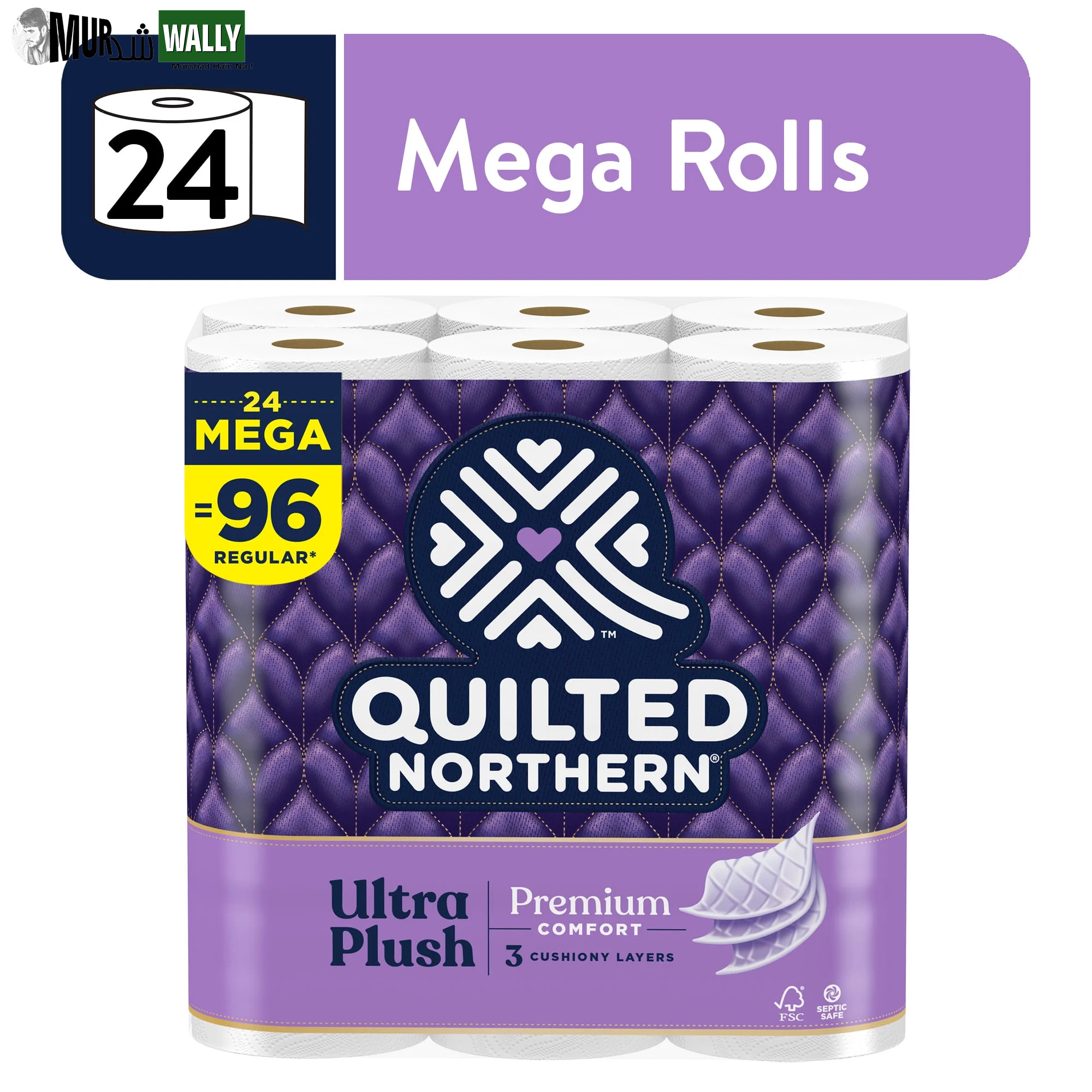 Ultra Plush 3-Ply Toilet Paper, 24 Rolls per Pack