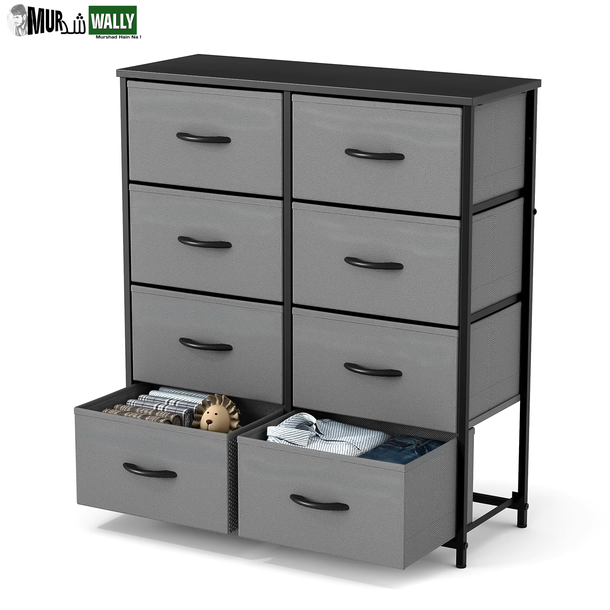 JHK Children'S Wardrobe for Bedroom with 8 Fabric Drawers Storage Cabinet Steel Frame Assembly Closet for Clothes Home Furniture