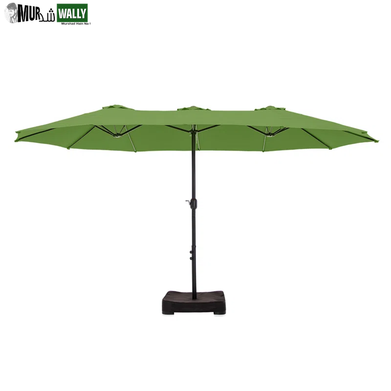 Nyasia 15 Ft X 9 Ft Rectangular Market Umbrella with Base