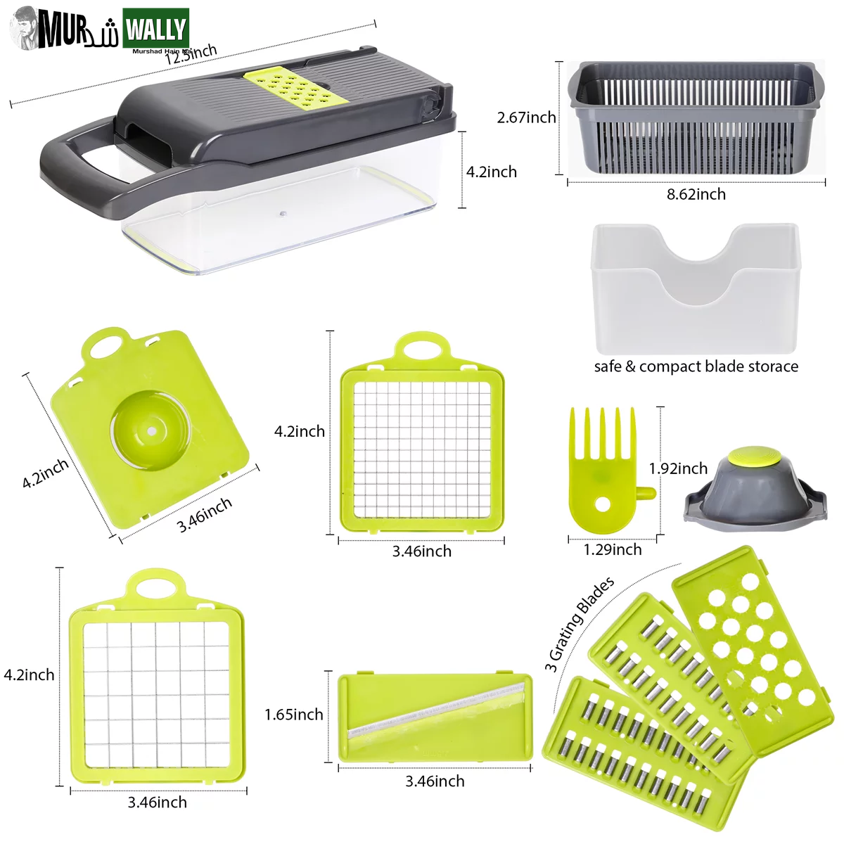 Vegetable Chopper, Multi-Functional 12-In-1 Food Chopper Onion Chopper with Draining Basket, Veggie Chopper, Kitchen Vegetable Slicer Cutter Dicer, Onion Salad Chopper Potato Slicer with Container