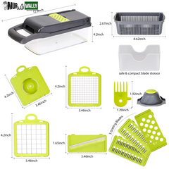 Vegetable Chopper, Multi-Functional 12-In-1 Food Chopper Onion Chopper with Draining Basket, Veggie Chopper, Kitchen Vegetable Slicer Cutter Dicer, Onion Salad Chopper Potato Slicer with Container