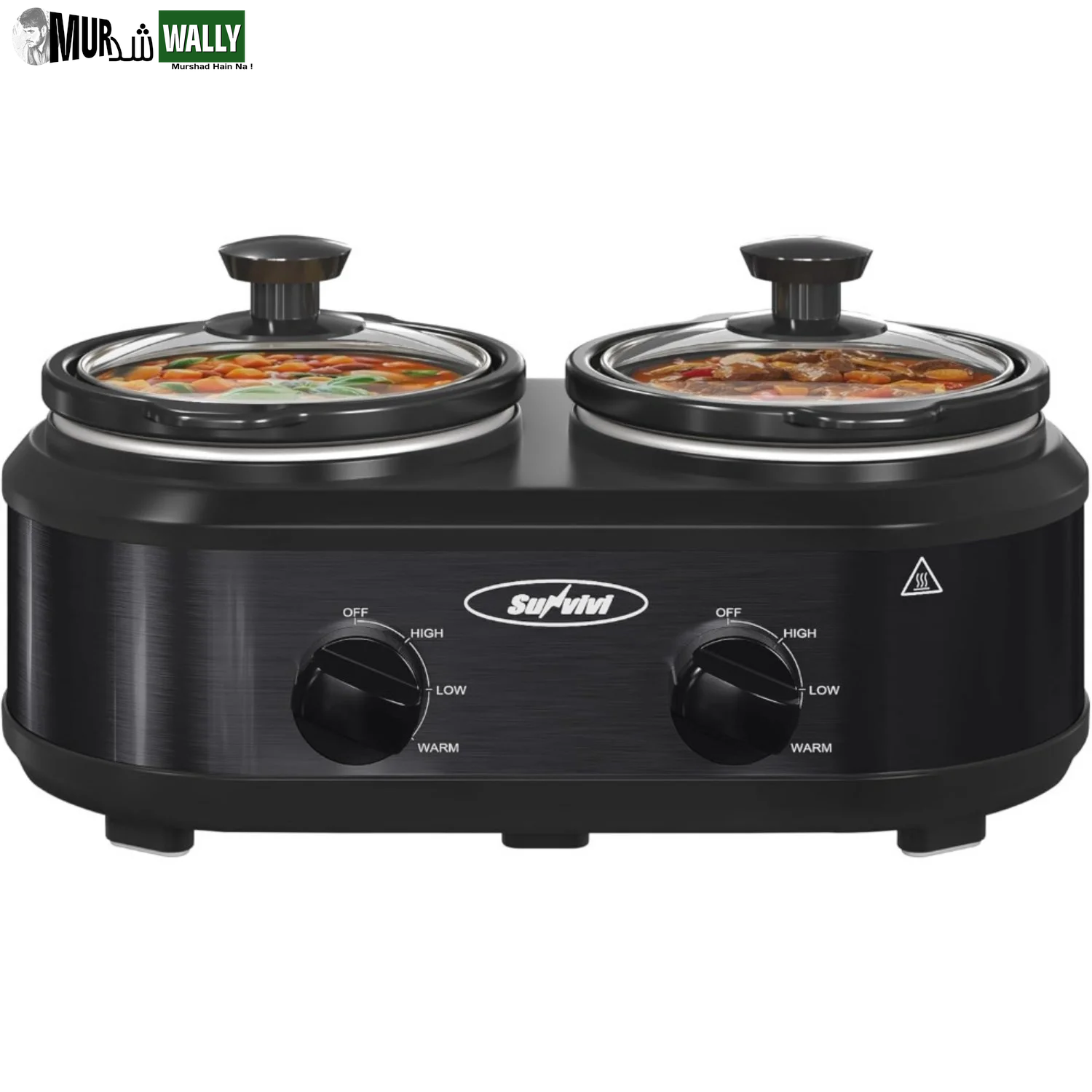 Triple Slow Cooker, 3X1.5 Quart Electric Slow Cooker Buffet Server, Food Warmer Cooking Pot, Adjustable Temp Removable Ceramic Pots Lid Rests
