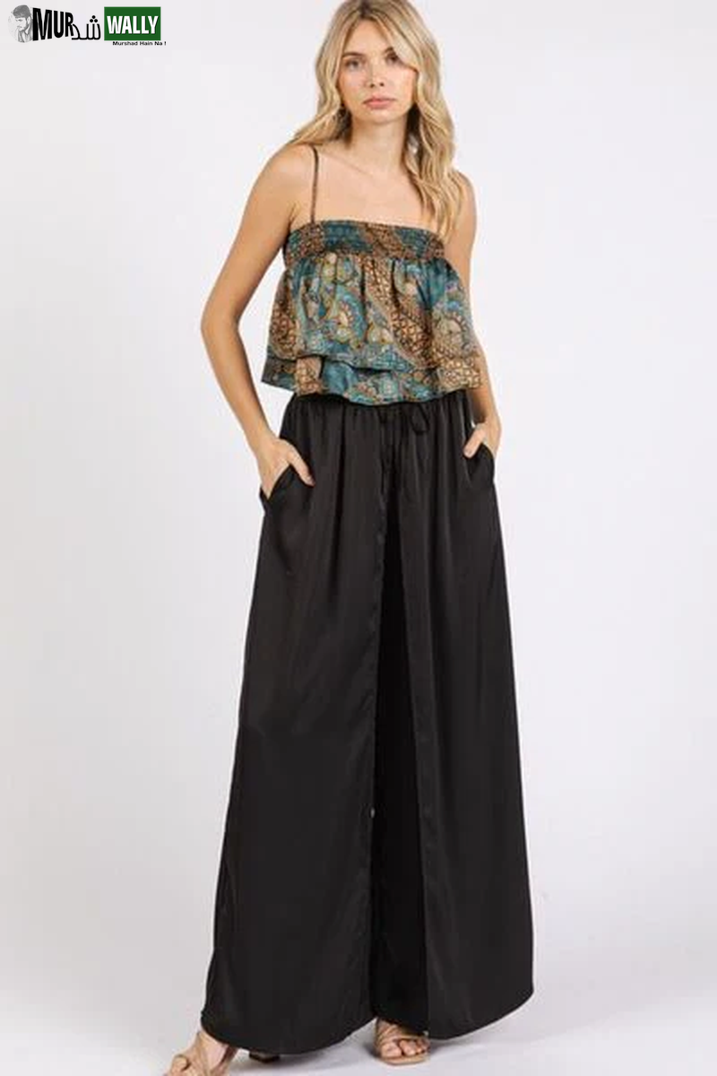 Mittoshop Paisley Patchwork Print Satin Ruffle Crop Cami