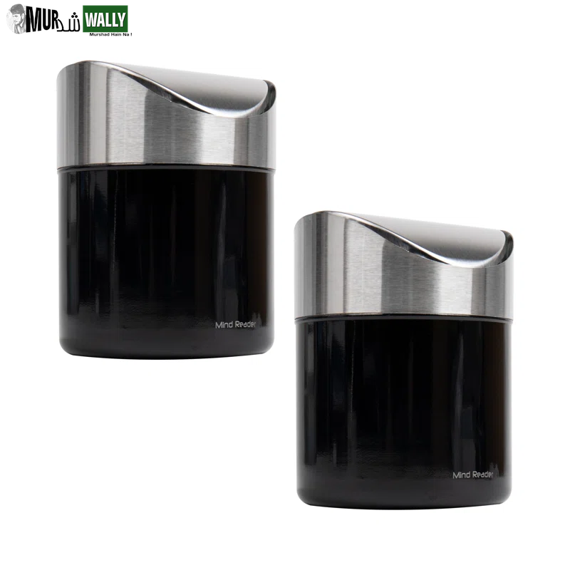 Mind Reader Mini Countertop Trash Can, 1.5L (0.40 Gal), Waste Paper Basket, Office, 4.75"L X 4.75"W X 6.25"H, 2-Pack