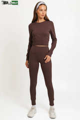 High Waist Banded Cuffs Jogger Pants Leggings