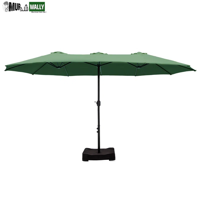 Nyasia 15 Ft X 9 Ft Rectangular Market Umbrella with Base