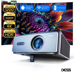 AI Off-Axis&E-Stand Dess C4 PRO 1080P Projector Full HD 4K 1200ANSI Projectors Video Smart TV for Home 32GB Movie Theater Beamer