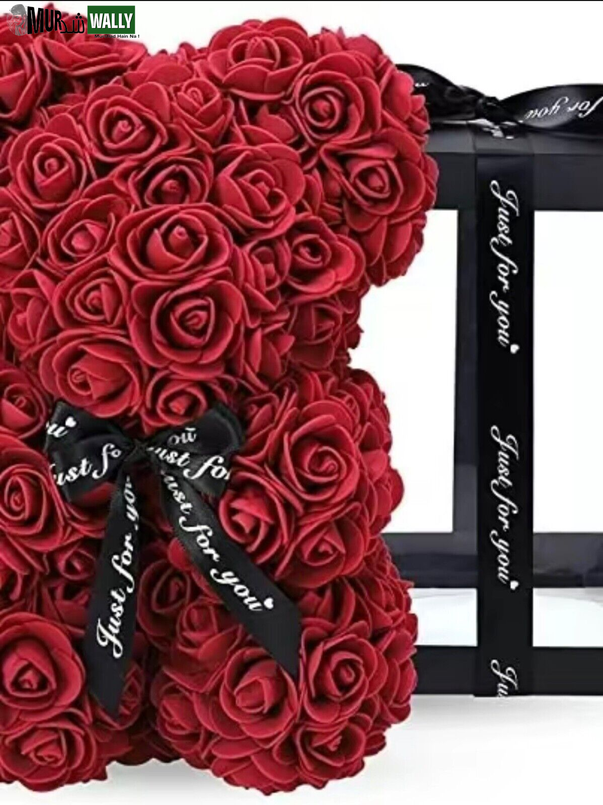 HOT Valentines Day Gift 25Cm Red Rose Teddy Bear Rose Flower Artificial Decorati