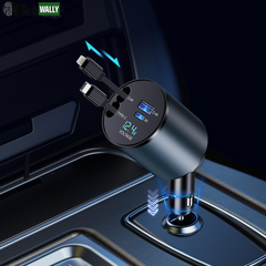 TIKTOK SHOP Retractable Car Charger, 4 in 1 Fast Car Phone Charger 66W, Retractable Cables and USB Car Charger,Compatible with Iphone 15/14/13/12/11,Galaxy,Pixel