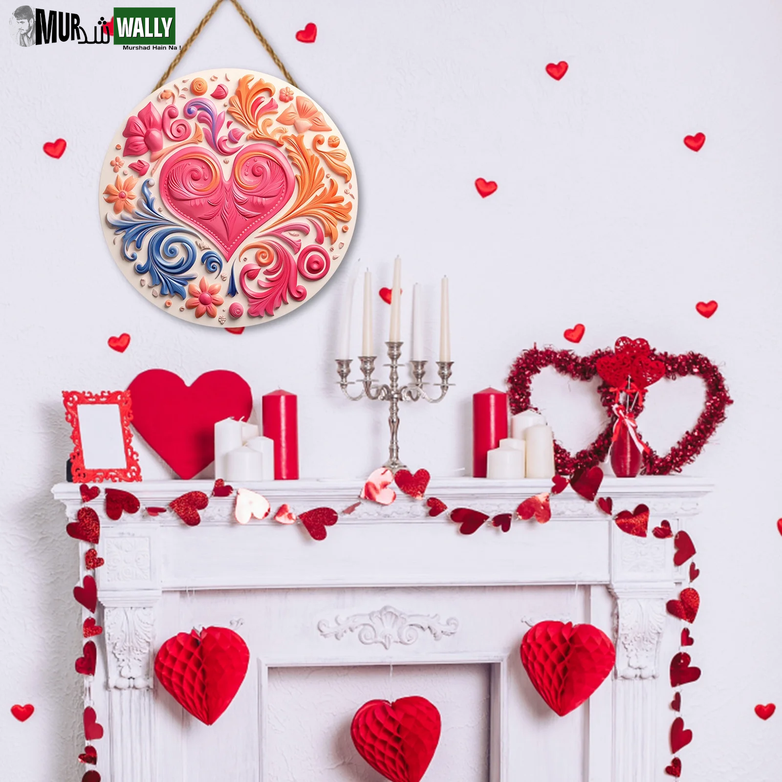 16 Inch Valentine'S Day Sign Luminous Love Heart Shape Wreath Garland with Lights Home Decorations Red Valentines Day Gifts