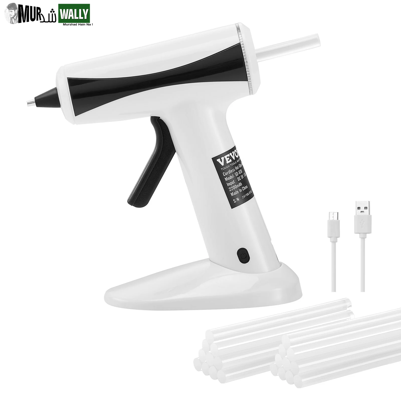 Cordless Hot Glue Gun Hot Melt Glue Gun with 20Pcs Sticks Rechargeable Battery