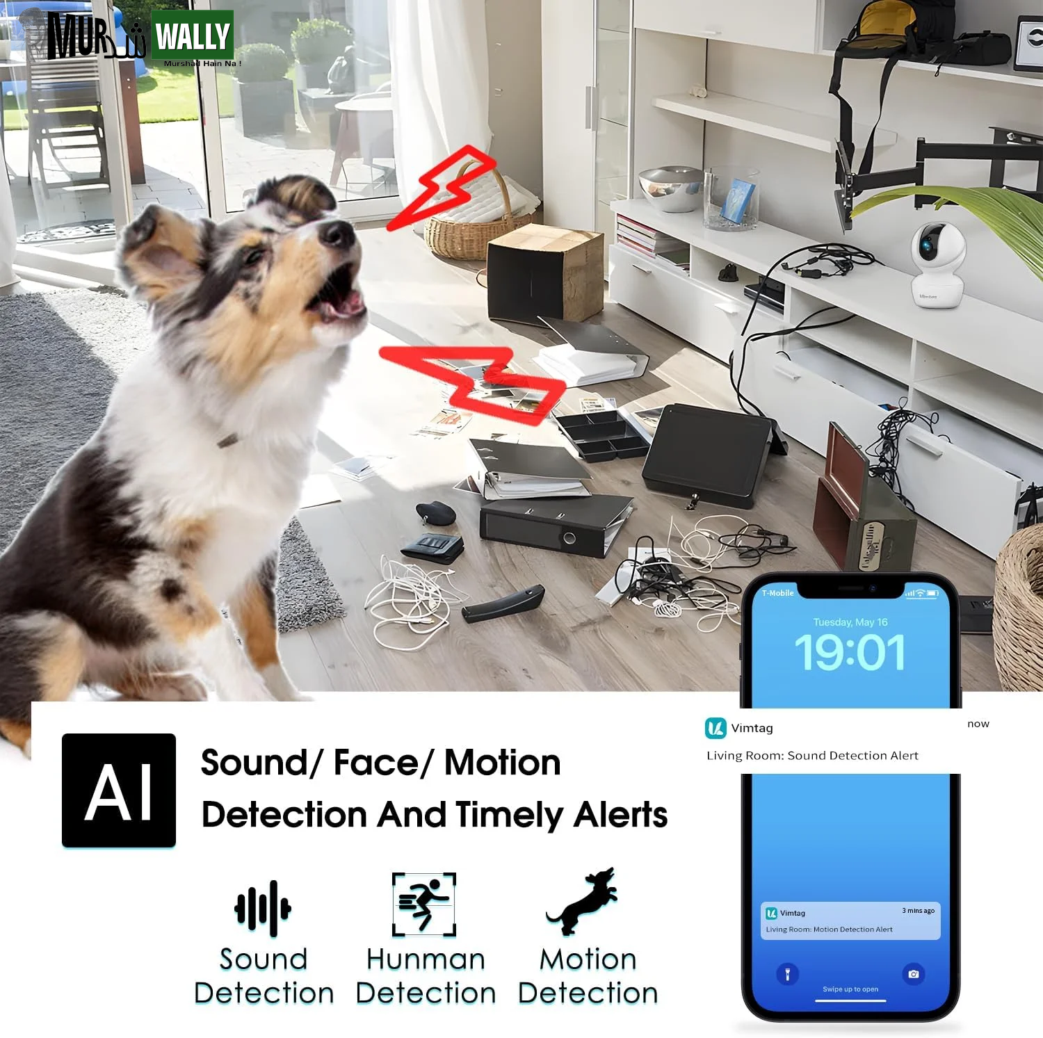 Dog Camera, 3.5K/6MP 360° Pan/Tilt 2.4G Wifi Indoor Camera for Pet/Baby/Home Security with Phone App, 2-Way Audio/Ai Human/Sound/Motion Detection, Night Vision, Support Alexa/Max 512G TF