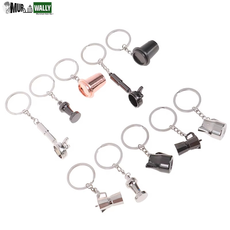 1PCS Creative Coffee Keychain Portable Coffee Machine Pitcher Keyring Coffee Handle Keyring Portable Coffeeware Accessories Gift