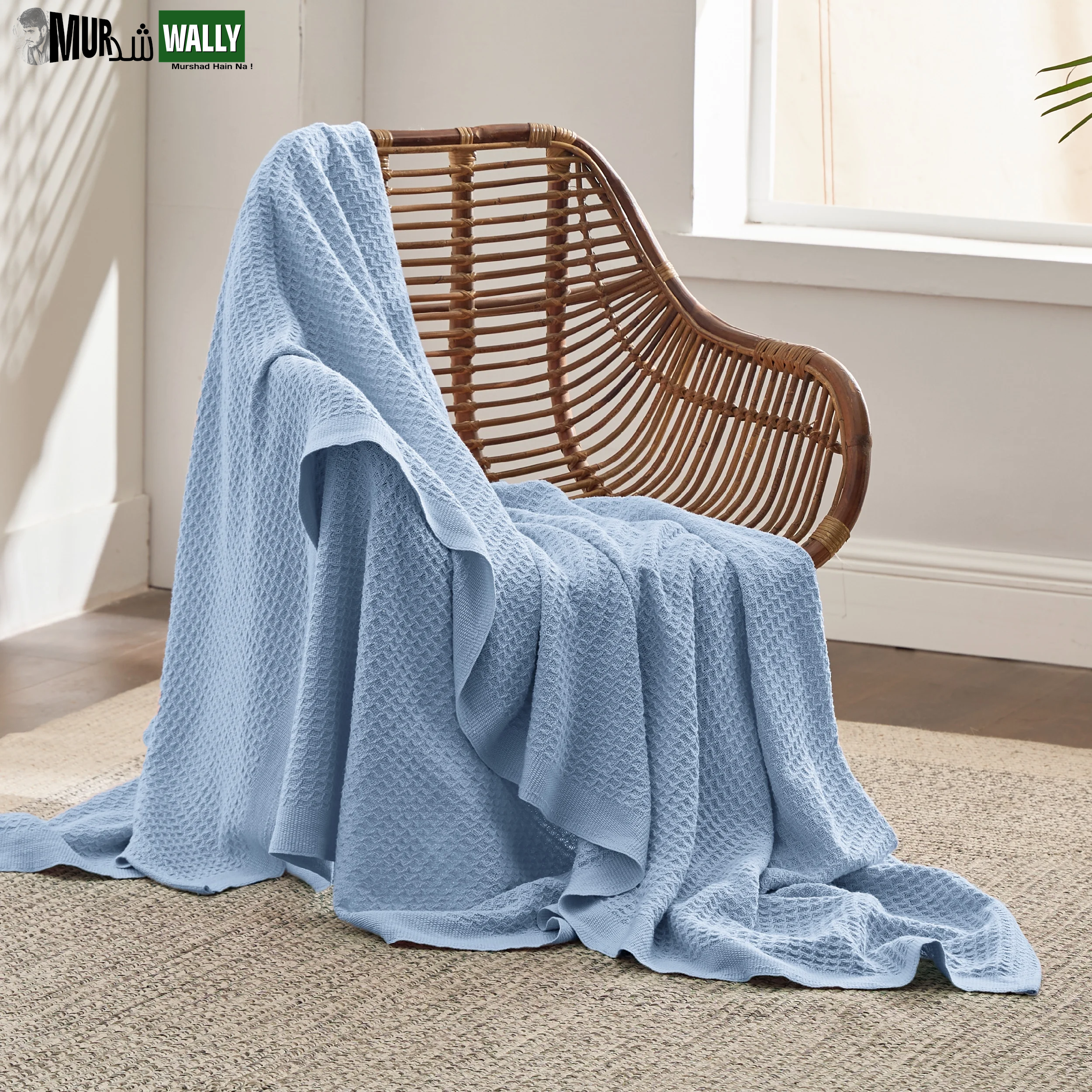 100% Cotton Blankets Twin-Xl Navy - Waffle Weave Blankets for All Seasons, 66X90 Inches