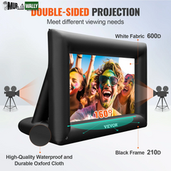 VEVOR Inflatable Movie Screen 24Ft£¨288Inch£© Inflatable Projector Screen for outside with 360W Air Blower Inflatable Screen Oxford Fabric Material Blow up Screen for Outdoor Movie Supports Front/Rear Projection