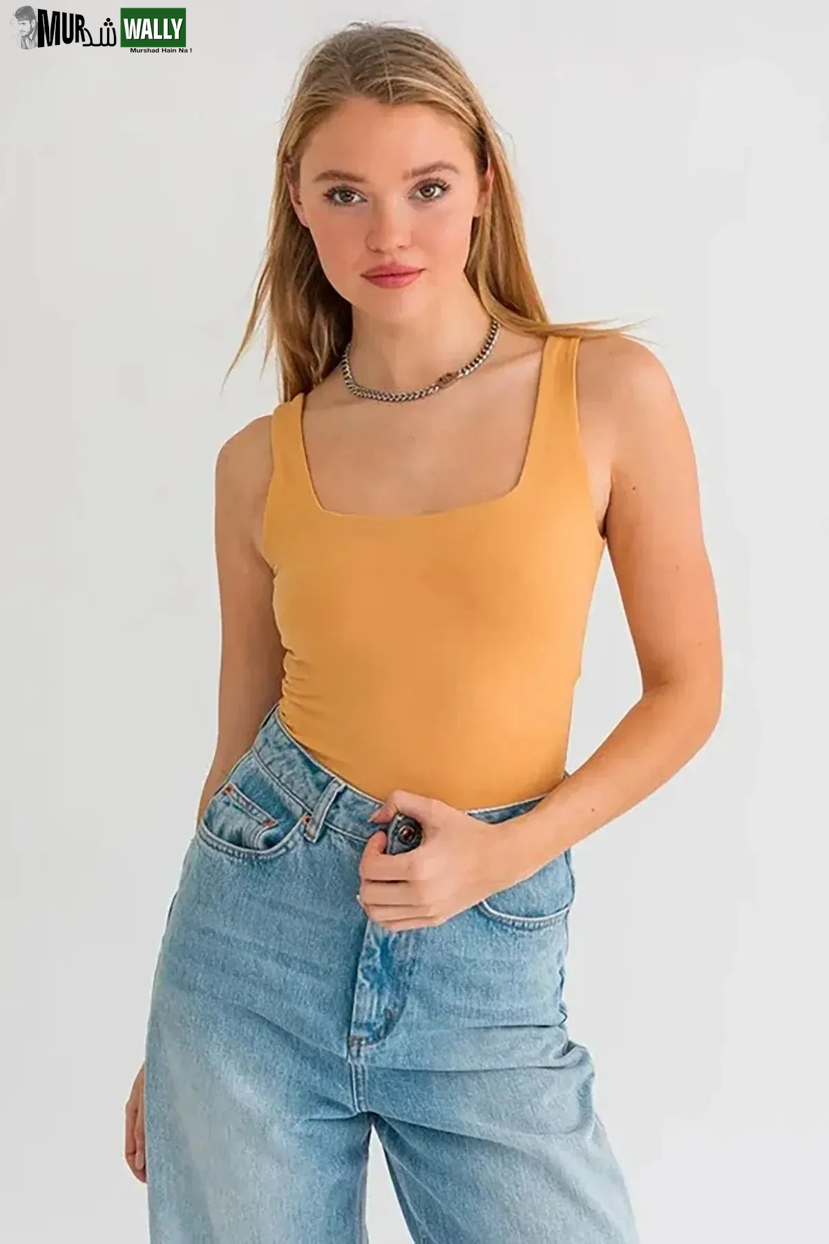 Square Neck Basic Essential Stretchy Bodysuit Tank Top