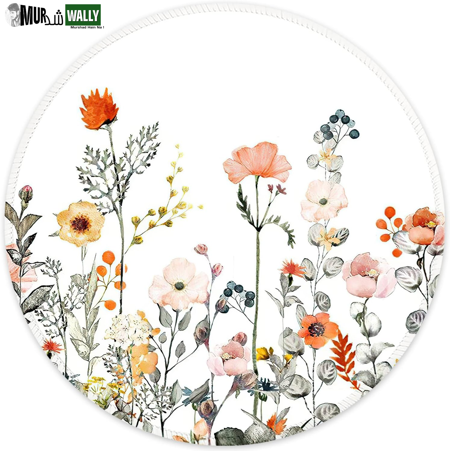 ITNRSIIET round Mouse Pad with Stitched Edge Premium-Textured Waterproof Non-Slip Rubber Base Desktop Protection Mat Diameter 8.7 Inches, Art Style Pattern